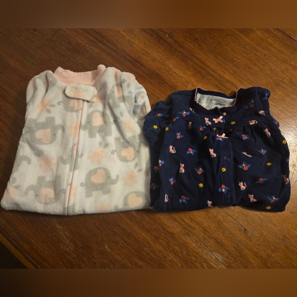 Newborn' Navy and White Elephant Print Onesies BUNDLE